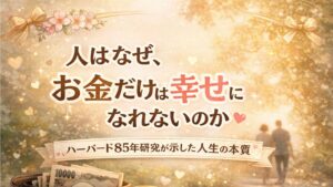 人はなぜ、お金だけでは幸せになれないのか|ハーバード85年研究が示した人生の本質